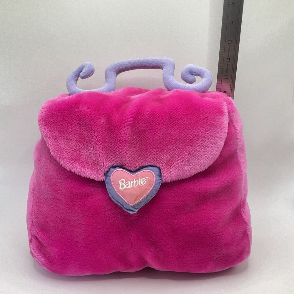 💖Vintage Barbie Plush Pillow Purse Pink 15"x14" Y2K